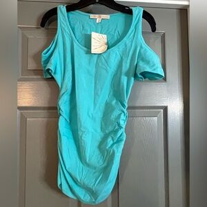 Aqua Cold Shoulder Top